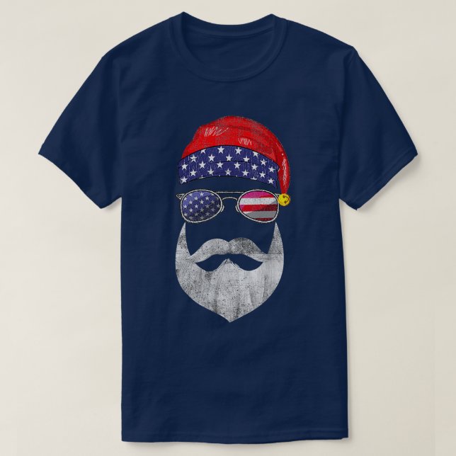 T-shirt Drôle Père Noël Face Lunettes De Soleil Avec (Design devant)