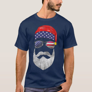 T-shirt Drôle Père Noël Face Lunettes De Soleil Avec