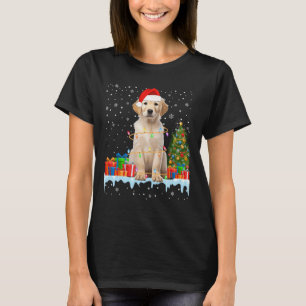T-shirt Drôle Père Noël Labrador Chien Feux de Noël Joyeux