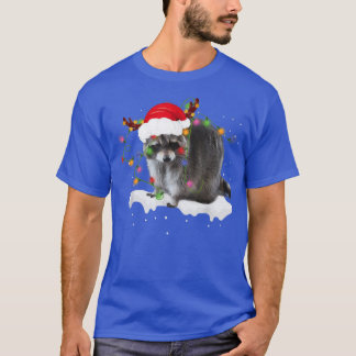 T-shirt Drôle Père Noël Raccoon Animal Noël Lumières Amour