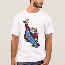 Drôle Père Noël sur skateboard Joyeux Noël
