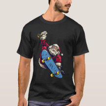 Drôle Père Noël sur skateboard Joyeux Noël