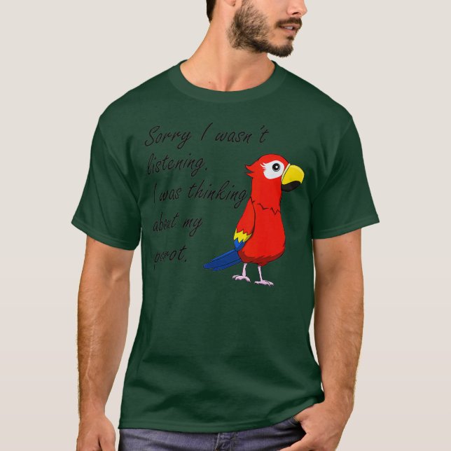 T-shirt Drôle perroquet Penser à l'oiseau (Devant)