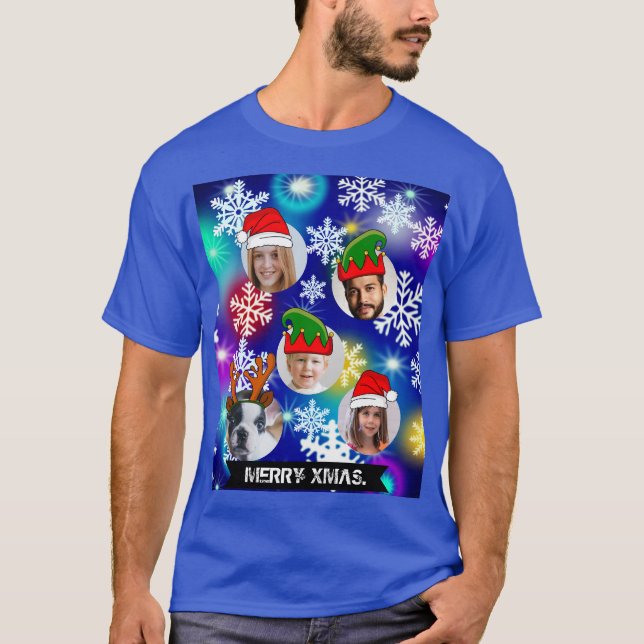 T-shirt Drôle photo casquette de Noël personnalisée dans l (Devant)