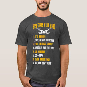 T-shirt Drôle pilote de drone avant de demander Quadcopte