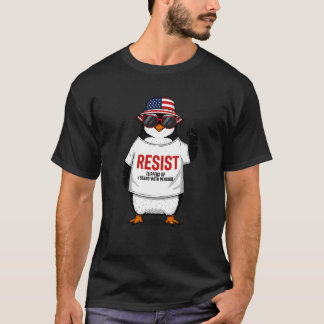 T-shirt Drôle Pingouin Résiste À La Manifestation Contre T