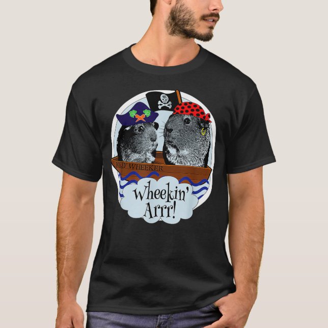 T-shirt Drôle Pirate mignon Guinée Chiens Wheek Squad Dit  (Devant)