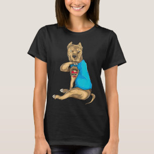 T-shirt Drôle Pitbull Chien J'aime Maman Tattoo Fête des m