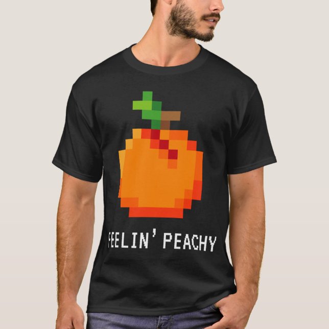 T-shirt Drôle Pixel Peach - Retro 8 - Bit Arcade Gamer Fee (Devant)