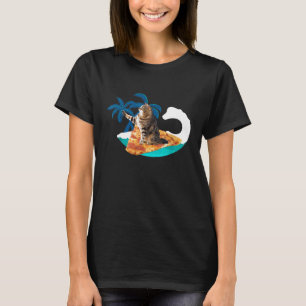 T-shirt Drôle Pizza Chat Surf Amusant Surfs Up Kitty Tee