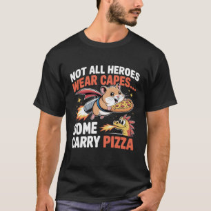 T-shirt Drôle Pizza Hero Hamster Jetpack Carton