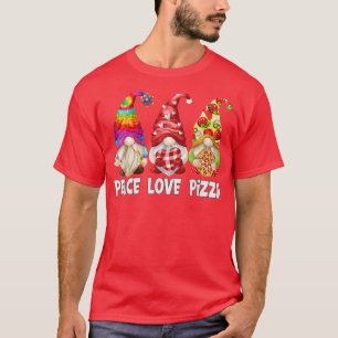 T-shirt Drôle Pizza Lover Hippie Gnome Pour Femmes Peace L
