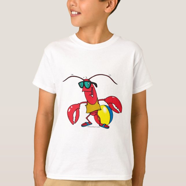 T-shirt drôle plage aller homard dessin animé (Devant)