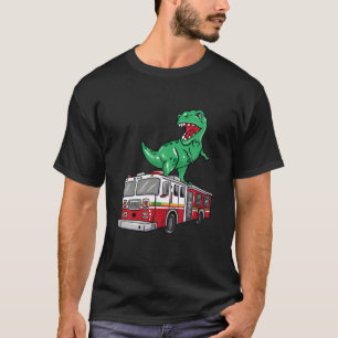T-shirt Drôle pompier Dinosaur Lover sur Firetruck Dino