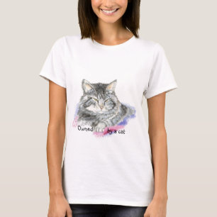 T-shirt Drôle possédé par un chat à l'aquarelle Chat