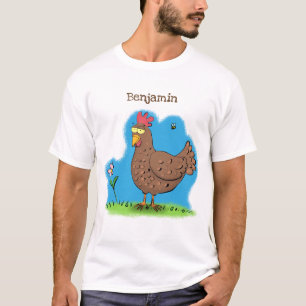 T-shirt Drôle poulet rustique whimsical dessin animé