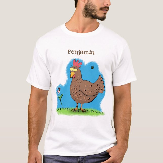 T-shirt Drôle poulet rustique whimsical dessin animé (Devant)