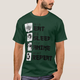 T-shirt drôle pour adolescents Manga Manger Dormir