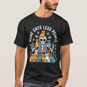 T-shirt drôle pour amateur de chats avec squelette