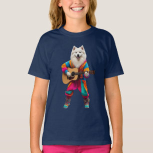 T-shirt drôle pour enfants avec Samoyed Rock Star