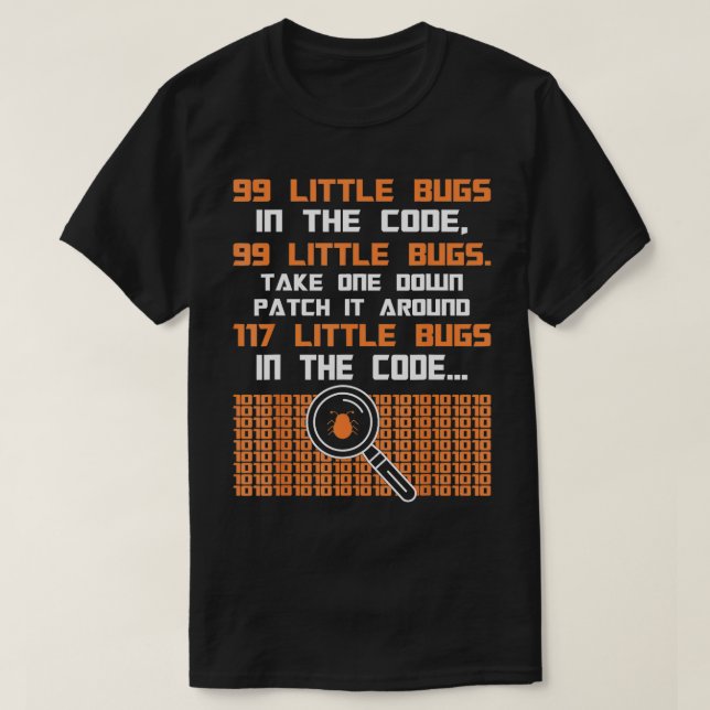 T-shirt Drôle programmeur disant 99 petits bogues dans le  (Design devant)