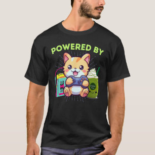 T-shirt Drôle Propulsé par Gamer Cat Gaming Matcha Glacé &