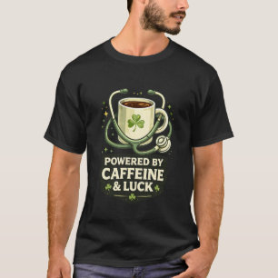 T-shirt Drôle Propulsé Par La Caféine Et La Chance Café Tr