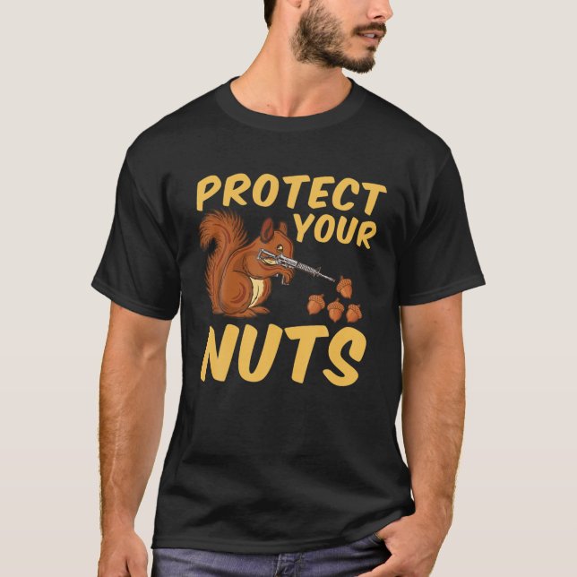 T-shirt Drôle Protégez Vos Nuts Cadeau Cool Écureuil Pour  (Devant)