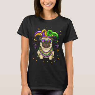 T-shirt Drôle pug perles mardi gras festival carnaval chie