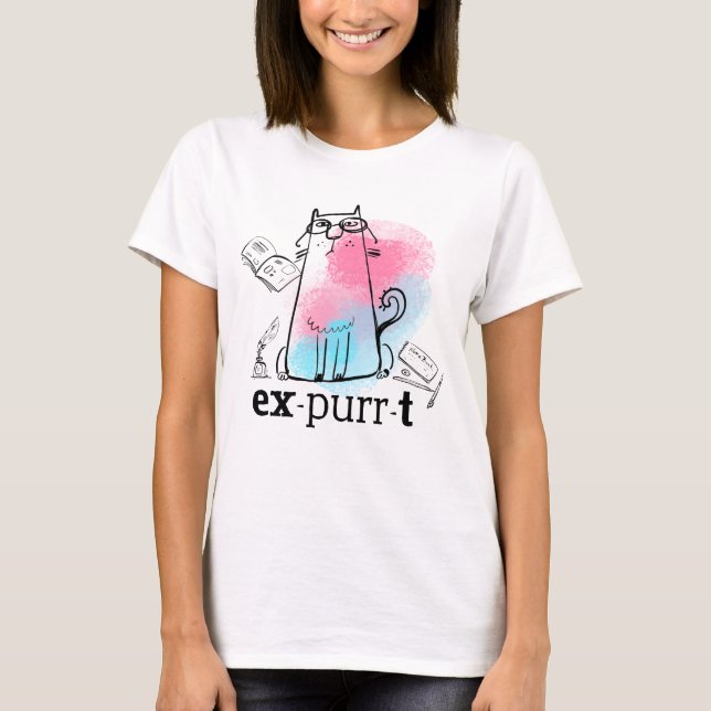 T-shirt Drôle Pun de chats Expurrt Feline (Devant)