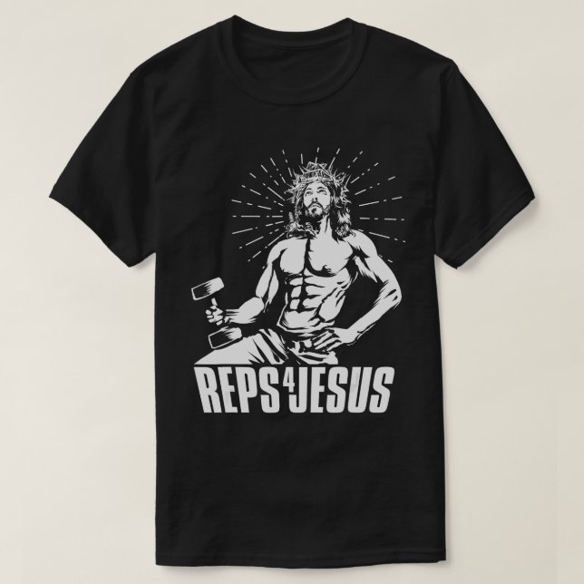 T-shirt Drôle Reps 4 Jésus Poids Gym Motivation Gi (Design devant)
