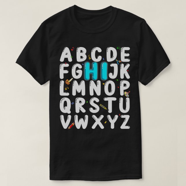 T-shirt Drôle Retour À L'École Hi Alphabet Pré K maternell (Design devant)