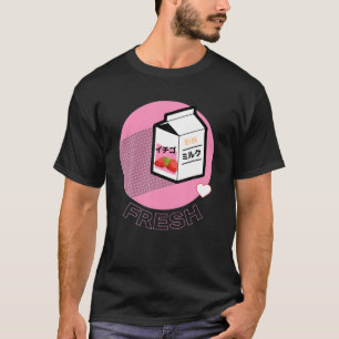 T-shirt Drôle Retro 90S Japonais Kawaii Lait Fraise Sh