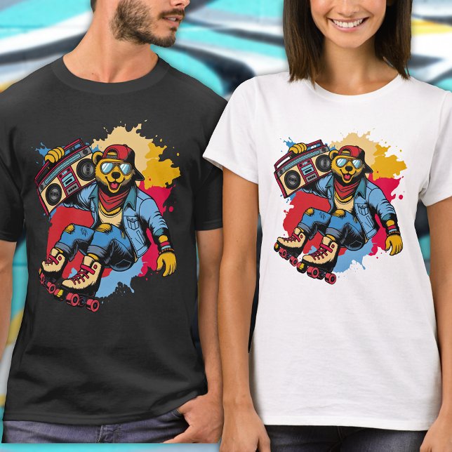 T-shirt Drôle Retro Cool Bear Roller Hip hop de dessin de  (Créateur téléchargé)