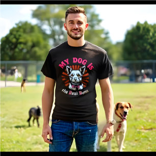 T-shirt Drôle Retro 'Mon chien est le vrai patron'