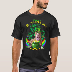 T-shirt Drôle Saint-Patrick jour heureux Pit Bull Leprecha