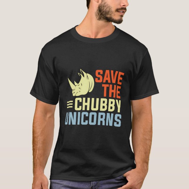 T-shirt Drôle Sauvez Le Chubby Unicorns Fat Rhino (Devant)