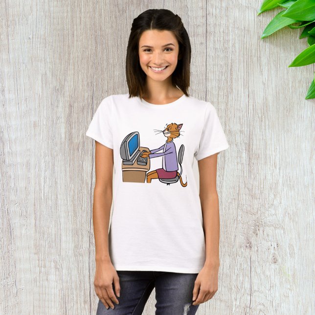 T-shirt Drôle Secrétaire Cat Cartoon Office Humour (Créateur téléchargé)