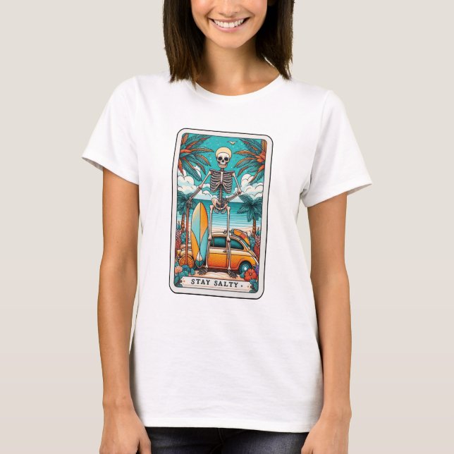T-shirt Drôle Sel Squelette Tarot (Devant)