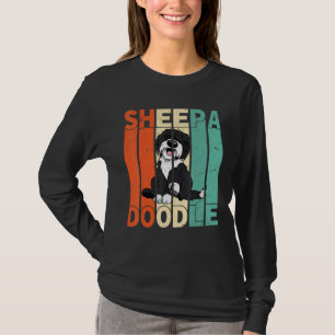 T-shirt Drôle Sheepadoodle Black Poodle Retro Doodle