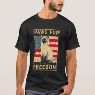 T-shirt Drôle Siamois 4 juillet Américain Patriotique Chat