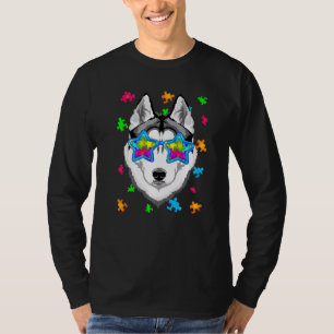 T-shirt Drôle Sibérie Husky Puzzle Sensibilisation sur l'a
