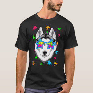 T-shirt Drôle Sibérie Husky Puzzle Sensibilisation sur l'a