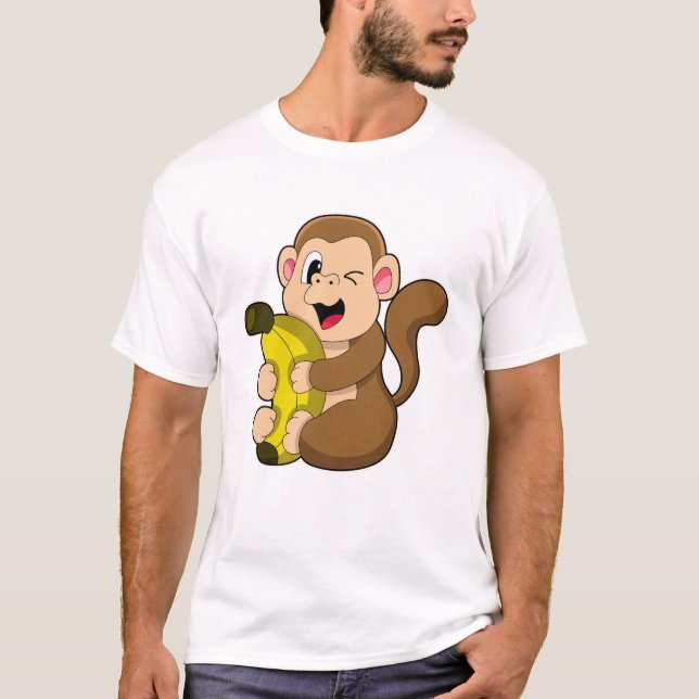 T-shirt Drôle singe avec banane (Devant)