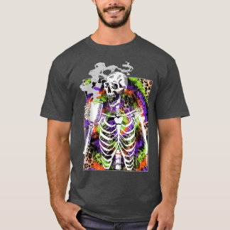 T-shirt Drôle Skeleton de café chaud Boire Tie Dye Leopard