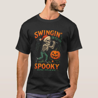 T-shirt Drôle Skeleton Golfer Halloween Design de Noël
