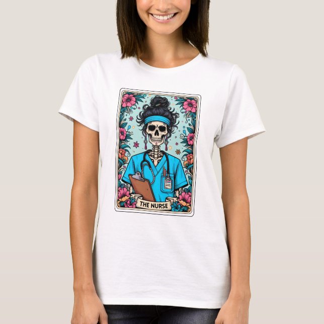 T-shirt Drôle Skeleton L'infirmière Tarot (Devant)