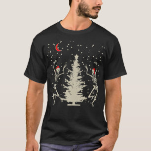 T-shirt Drôle Skeleton Santa Hat Noël Danser sous T