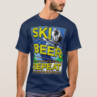 T-shirt Drôle Ski Bière Répéter Ski Boire Skieurs