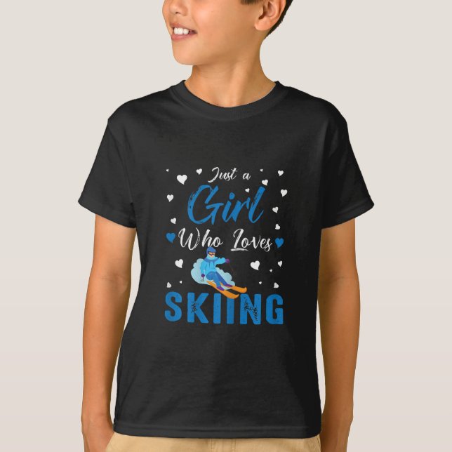 T-shirt Drôle Ski Sports D'Hiver Cadeau Juste Une Fille Qu (Devant)